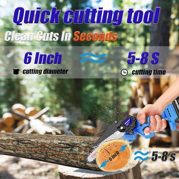 Electric Mini Chainsaw 6 Inch Cordless - Picture 2 of 7
